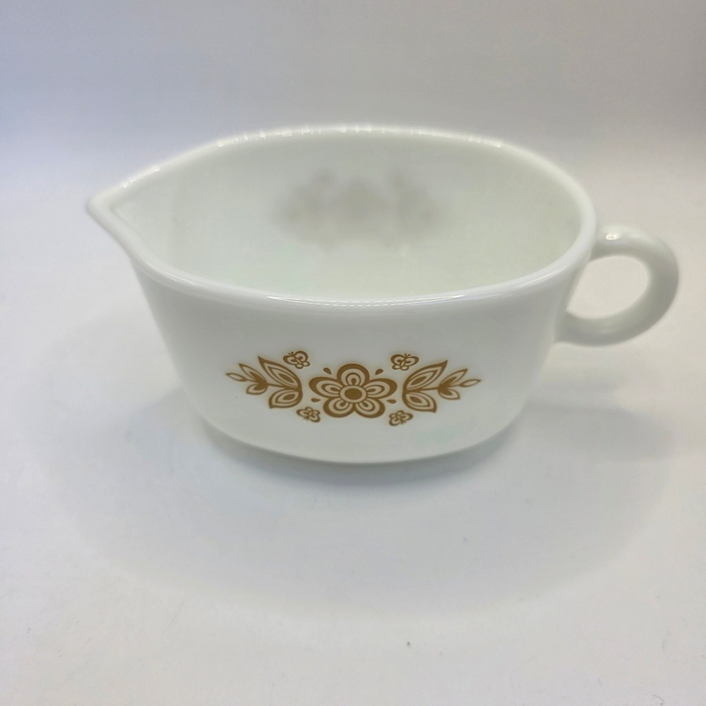 Vintage Pyrex Butterfly Gold Milk Glass Gravy Boat, No Plate 77-B USA